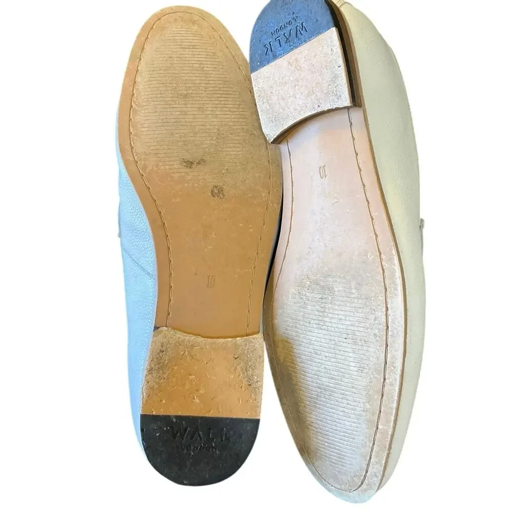 WALK London White Pebble Leather Horsebit Loafers Men’s Size 10 EU 44